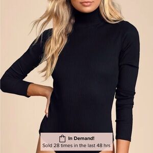 Lulu's Classic Black Turtleneck Bodysuit